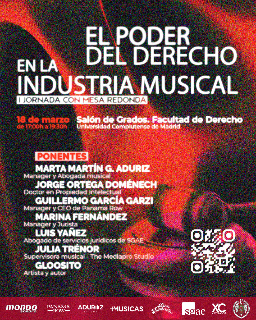Mesa redonda "El poder del Derecho en la industria musical" (18 marzo, Salón de Grados) 